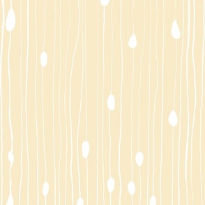Drops and dots with intermittent broken lines, off-white on light yellow / goldtone - large scale