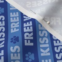 FREE KISSES Dog Bandana - Stripes - Blue - Cute Dog Fabric