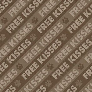 FREE KISSES Dog Bandana - Stripes - Brown Tans - Cute Dog Fabric