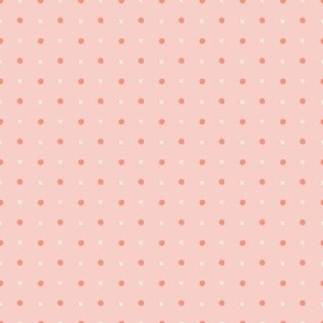 Springtime Easter Polka Dot with Coral Sunrise on Soft Blush Pink - Small