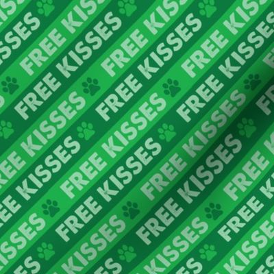 FREE KISSES Dog Bandana - Stripes - Green - Cute Dog Fabric - Saint Patricks Day
