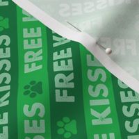 FREE KISSES Dog Bandana - Stripes - Green - Cute Dog Fabric - Saint Patricks Day