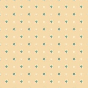 Springtime Easter Polka Dot with Teal on Butter Yellow - Small
