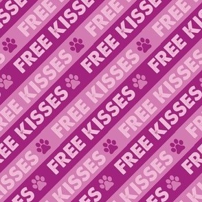 FREE KISSES Dog Bandana - Stripes - Pink - Cute Dog Fabric