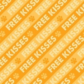 FREE KISSES Dog Bandana - Stripes - Yellow - Cute Dog Fabric