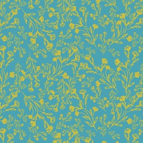 Serenity Unveiled: Climbing Vines in Green on Blue - Elevate Your Space with This Tranquil Spoonflower Pattern