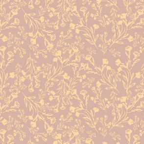 Whimsical Harmony: Climbing Vines in Pastel Beige on Purple - A Delicate Spoonflower Textile for Serene Interiors