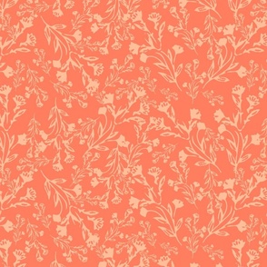 Peachy Serenity: Climbing Vines in Peach on Dark Peach - A Spoonflower Textile Infusing Elegance into Interior Spaces