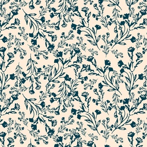 Ethereal Elegance: Climbing Vines in Dark Blue on Beige - Transform Your Space with this Spoonflower Textile Masterpiece