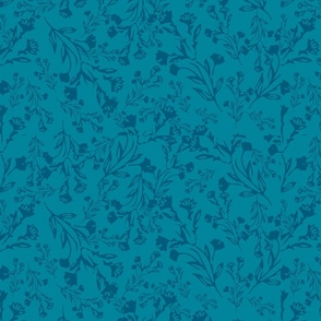 Serene Symphony: Climbing Vines in Turquoise on Blue - Elevate Your Space with this Spoonflower Textile Elegance