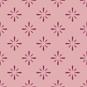 Star stamp pale pink and burgundy