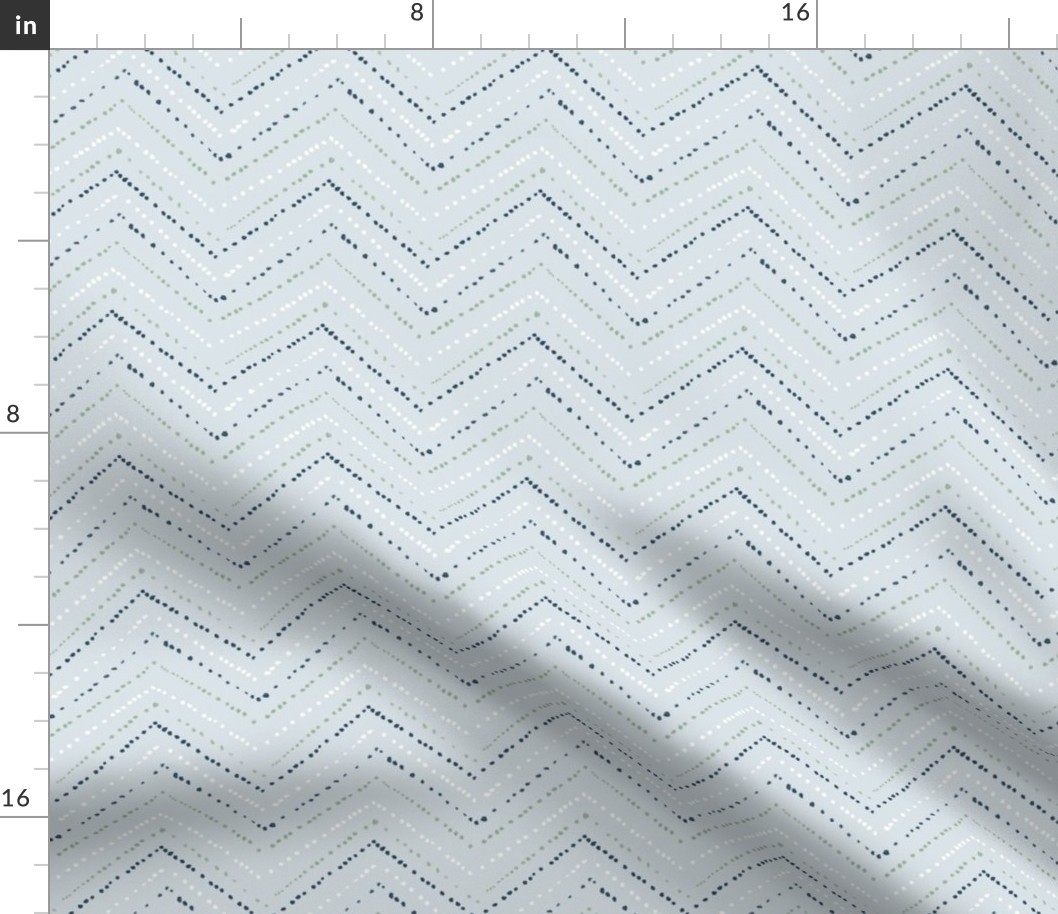 Inky Dot chevron - sky 4in fabric 6in wallpaper