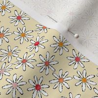 Small Inky Daisies on Butter Yellow