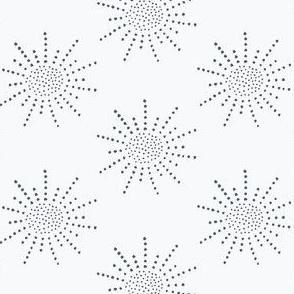Indigo Polka Dot Suns Flowers  (Medium Scale)