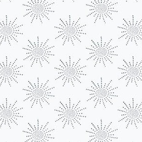 Indigo Polka Dot Suns Flowers  (Small Scale)