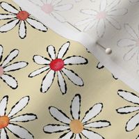 Medium Inky Daisies on Butter Yellow