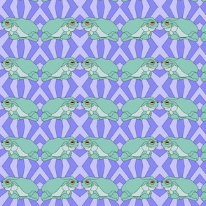 Frogs on periwinkle