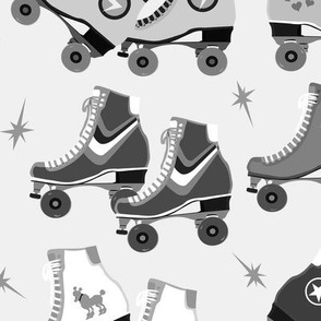 Roller skates in gray 12 inch repeat