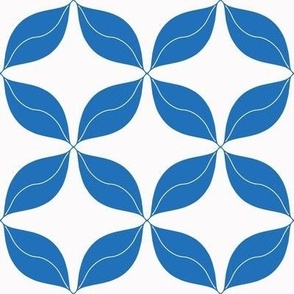 Leaf Lattice Geometric Floral Blue on white