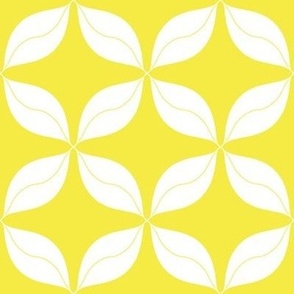 Leaf Lattice Geometric Floral White on yellow