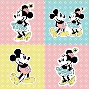 Classic Mouse 4x4 Patchwork Panels for Stickers Patches Cheater Quilts Mickey and Minnie 