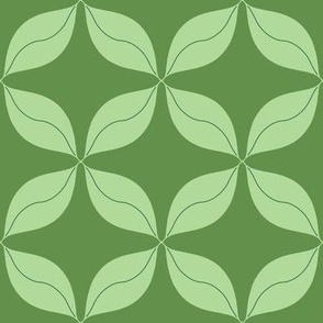 Leaf Lattice Geometric Floral Green on green