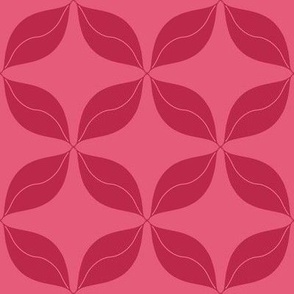 Leaf Lattice Geometric Floral Dark Pink on watermelon