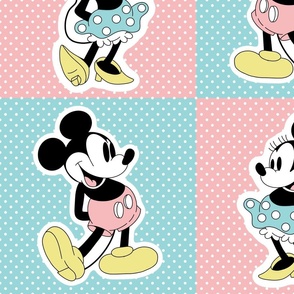 Classic Mickey and Minnie 12x12 Panels for Cut and Sew Appliques or Peel and Stick Wallpaper Decals 
