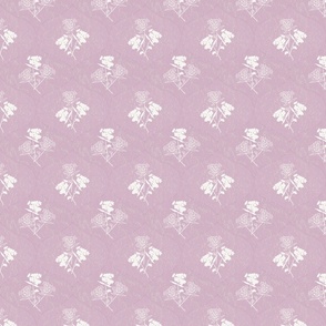 Pastel Purple Ogee Floral - Lilac and White Flowers - minimalist botanical block print
