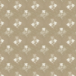 Tan and White Floral - Stacked Design - Ogee Tile - Neutral - Natural