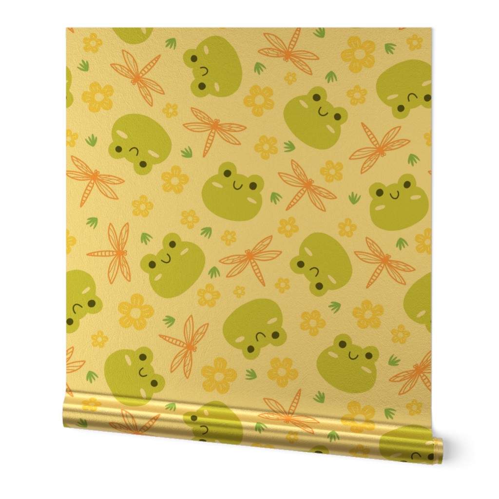 Friendly Frog and Dragonfly with Flower | Large Scale