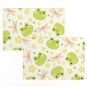 Friendly Frog and Dragonfly with Flower | Large Scale