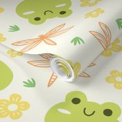 Friendly Frog and Dragonfly with Flower | Large Scale
