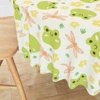 Friendly Frog and Dragonfly with Flower | Large Scale