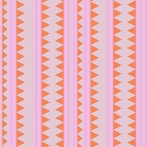 MEDIUM: Orange Stripes of Sideways Triangles & Pink Unbroken Lines