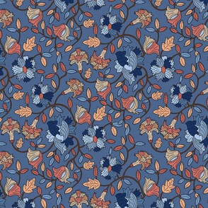 Modern Victorian Poppies in Orange and Blue, Arts and Crafts