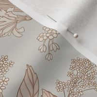 Traditional floral wallpaper in neutrals