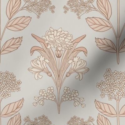 Traditional floral wallpaper in neutrals