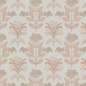 Traditional floral wallpaper in neutrals