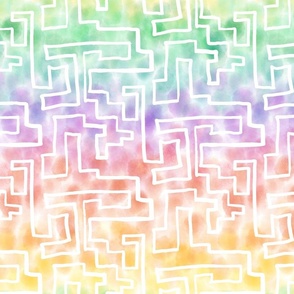 Watercolor Maze - Rainbow Gradient