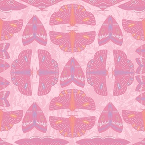 Large - Moth Stripes - Bubble Gum Pink, Lilac and Salmon Pink