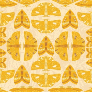 Large - Moth Stripes - Saffron Yellow and Copper on Vanilla