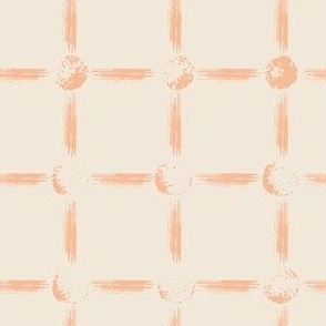 Illusions in a grid_blender print made with textured dashes and dots - peach