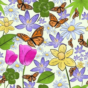 Butterflies in a Lush Garden