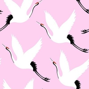 Japanese Flying Cranes // Pink 