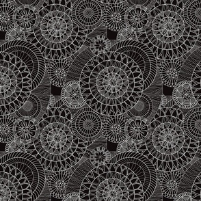 Retro Black and White Mandala Cog Pattern