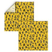 Cat Letter Monogram Pattern | Cat Art | Yellow Background