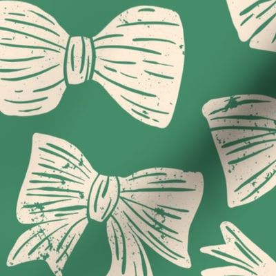  Vintage Bows light forest green background large size