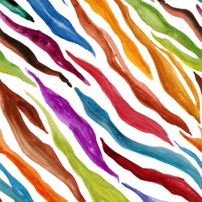 Hand painted in watercolor colorful bright rainbow colors zebra skin animal print pattern design
