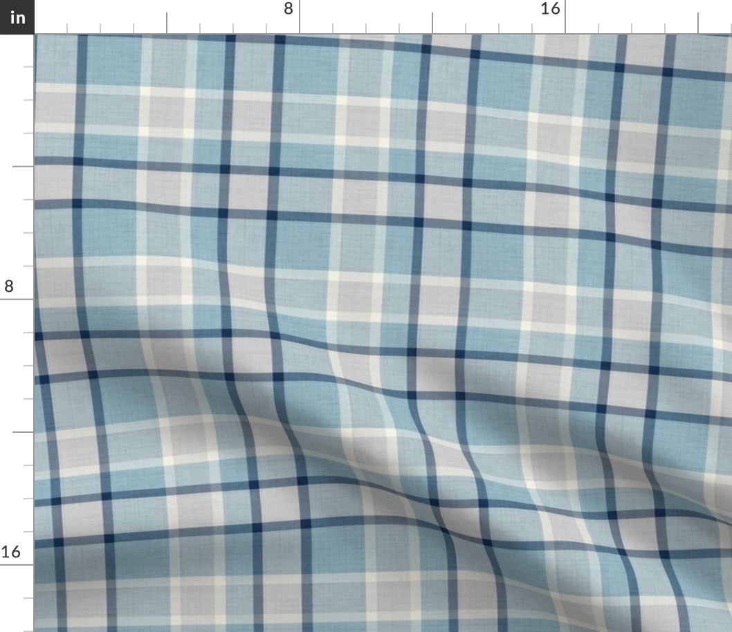 Textured checkered pattern, light grey and blue background.